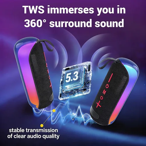 Miniatura 3 de T&G Altavoces Bluetooth, Altavoz Estéreo Inalámbrico Portátil con Luces de Colores, IPX4 Impermeable, Regalos de Elefante Blanco para Adultos