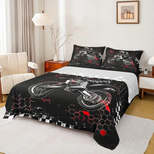 Miniatura 8 de Castle Fairy Juego de sábanas de motocross tamaño twin, juego de ropa de cama verde con diseño de panal ombré, decoración de habitación de niños