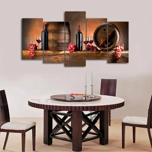 Miniatura 7 de Cao Gen Decor Art -K60527 5 paneles de arte de pared de frutas uvas de vino tinto pintura sobre lienzo estirado y enmarcado impresiones de lienzo