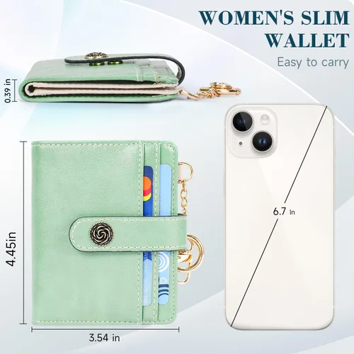 Miniatura 2 de APHISON Cartera pequeña para mujer, con bloqueo Rfid, de piel, delgada, plegable, con tarjetero y bolsillo para monedas