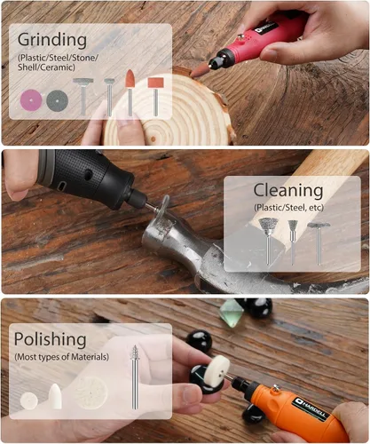 Miniatura 5 de HARDELL Kit de 69 piezas de accesorios para herramientas rotativas con mandriles de 1.0/1.6/2.3mm para pequeños proyectos de bricolaje, corte