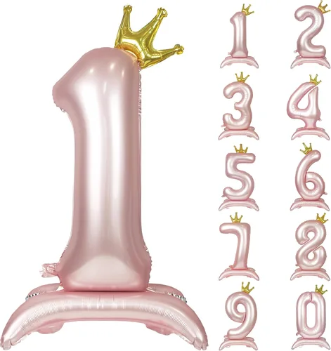 Miniatura 61 de Globos de aluminio grandes con corona negra número 0 para niños y niñas, cumpleaños, boda, aniversario, fiesta, baby shower, suministros 0