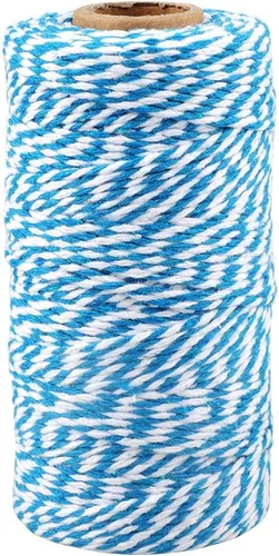 Miniatura 10 de jijAcraft Cordel de Hilo Blanco y Negro, 328 Pies de Cordel de Panaderos de Navidad, Cuerda de Empaque Resistente de 2MM para Manualidades DIY