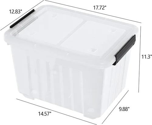 Miniatura 2 de Ggbin Caja de almacenamiento transparente de 30 cuartos de galón con ruedas, juego de 4 Plástico