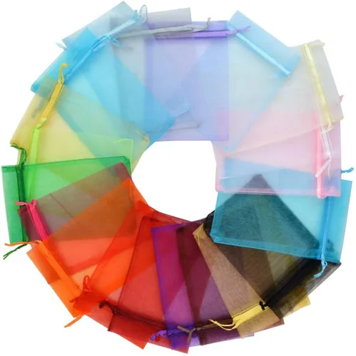 Miniatura 3 de Tojwi 50 bolsas de organza de 3.54 x 4.33 pulgadas (3.5 x 4.3 in) de satén con cordón de organza, bolsa de regalo para boda, fiesta, bolsa de 10