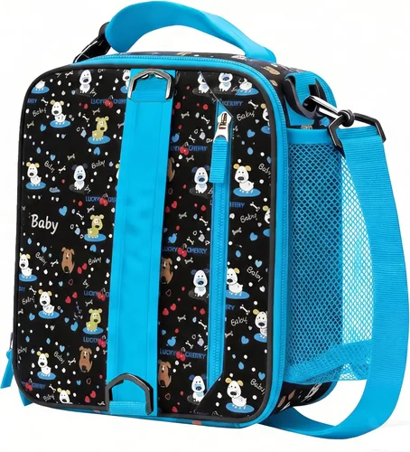 Expandable(18cans) Lunch Box Insulated Cute Cartoon Lunch bag for Kids Boys Grils Toddler Teens Portable Lightweight Small Lunchbox With Shoulder