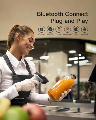 Miniatura 8 de Inateck - Escáner de código de barras Bluetooth, 1 carga para 180 días de espera, alcance de 35 m, escaneo automático rápido y preciso, BCST-70
