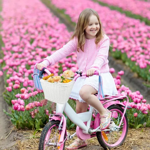 Miniatura 2 de Cesta de bicicleta para niños y niñas, cesta de scooter para niños, bonita cesta cuadrada de mimbre para niños y niñas, manillar desmontable