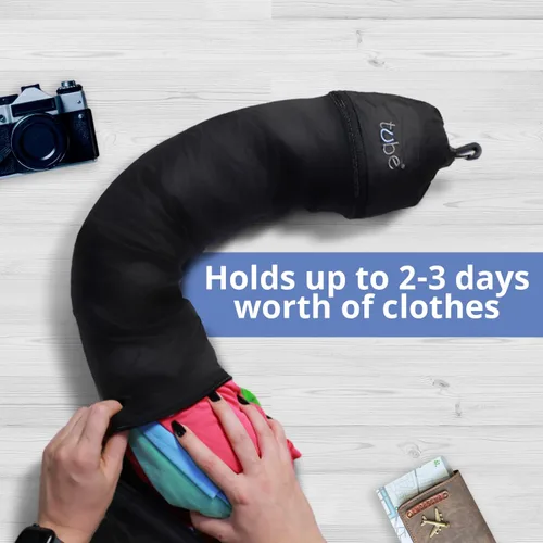 Miniatura 4 de Almohada de cuello de viaje que rellenas con ropa, evita el exceso de tarifas de equipaje. Se dobla como equipaje de mano y equipaje extra. Se