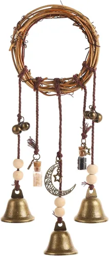 Miniatura 12 de Campanas de bruja para pomo de puerta para protección Campanas colgantes de viento Campanas decorativas hechas a mano para decoración bohemia
