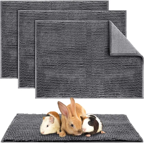 Amylove 4 Piezas Forro de Jaula para Conejo de Indias Ropa de Cama para Conejo de Indias Alfombrilla para Puerta de Perro para Patas de Mascotas