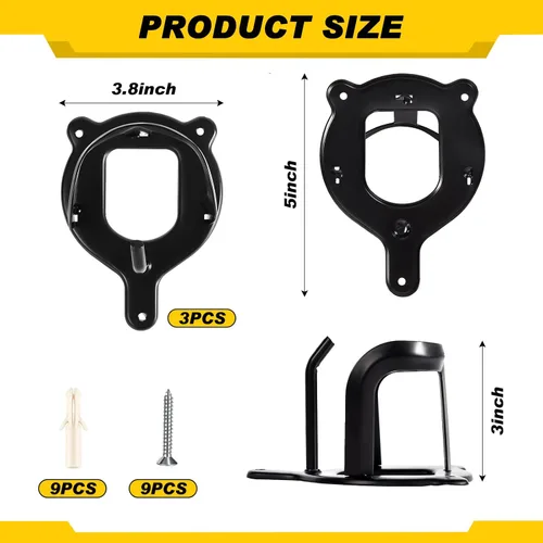 Miniatura 2 de Dunzy Soporte para brida de caballo, 3 unidades, ganchos para bridas, almacenamiento de tachuelas, soporte de metal con tubos y tornillo para Negro