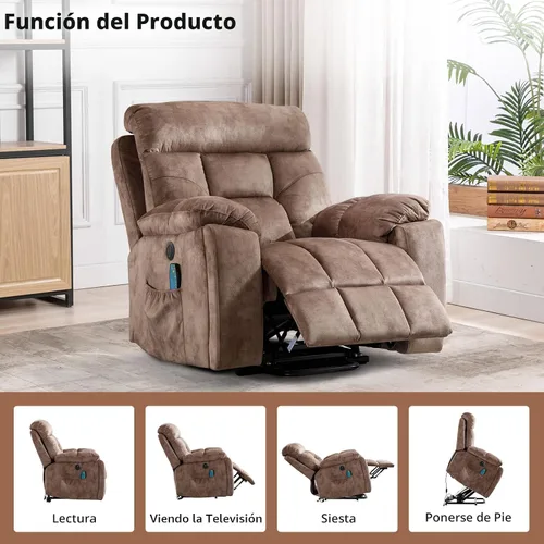 Miniatura 3 de CANMOV Silla reclinable eléctrica grande con masaje y calor para personas mayores grandes y altas, sillones reclinables amplios y mullidos con 2