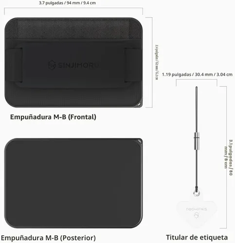 Miniatura 6 de Sinjimoru para cartera MagSafe 3 en 1 con 2600g de fuerza magnética, agarre para teléfono con tela elástica, solapa de seguridad con soporte Negro