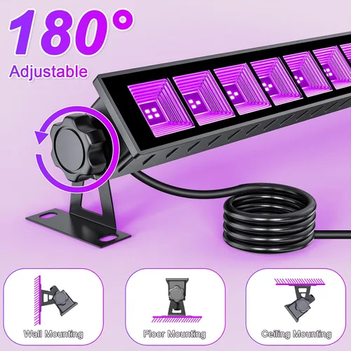 Miniatura 7 de Barras de luz LED negras de 45 W IP65 con interruptor de encendido y apagado de 59 pulgadas para póster, cumpleaños, escenario, Halloween, Navidad