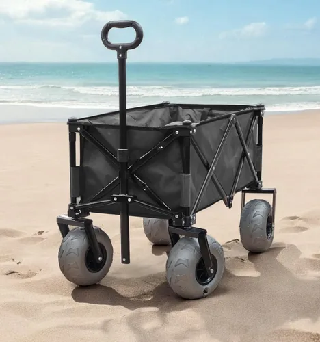 Miniatura 3 de Carro de playa con ruedas grandes para arena, carrito utilitario con marco de acero todo terreno con neumáticos de 9 pulgadas, diseño plegable