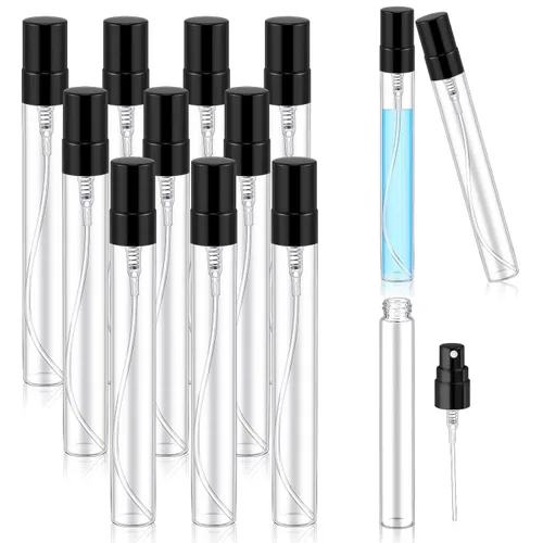 Miniatura 21 de Zhehao - 200 unidades de mini botellas de spray de 5 ml, botellas de vidrio transparente para perfume, atomizador de perfume recargable con Tapa