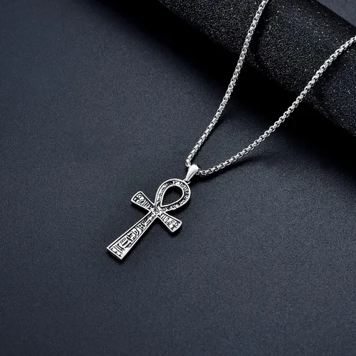 Miniatura 5 de SLIACETE 925 Sterling Silver Ankh CrossStethoscopeAngelMoonPink RibbonEvil EyeSnowflakePlanetMountain Pendant Necklace Jewelry Gift for Women
