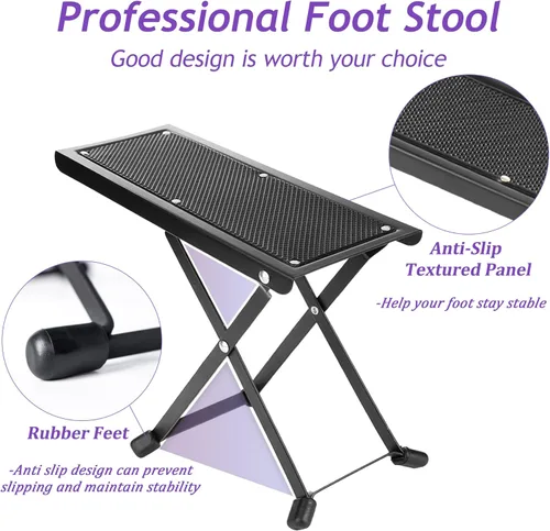 Miniatura 4 de Reposapiés de pedicura, soporte de pedicura antideslizante plegable ajustable para salón de spa, tratamiento de belleza, color negro