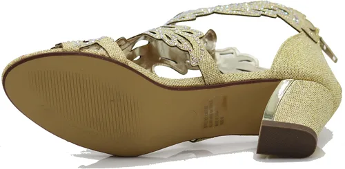 Miniatura 7 de Lime03N - Sandalias de tacón medio con diamantes de imitación para mujer