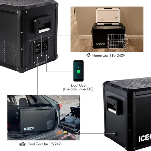 Miniatura 4 de ICECO [Actualización] Refrigerador portátil VL 60 PRO, tapa multidireccional, 12/24 V, CA 110-240 V, refrigerador de automóvil alimentado por