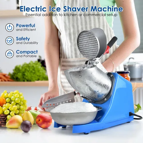 Miniatura 2 de Máquina eléctrica de hielo afeitado, con picahielo y cuchara, 3 cuchillas de máquina eléctrica de cono de nieve (300 W, 2200 r/min), máquina