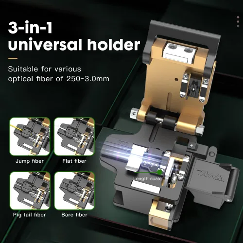 Miniatura 3 de Cortador automático de estabilidad FC-30 de cuchilla de fibra óptica con 48,000 Cleaves Ángulo de cuchilla <0.5 ° Construido en cubo de basura