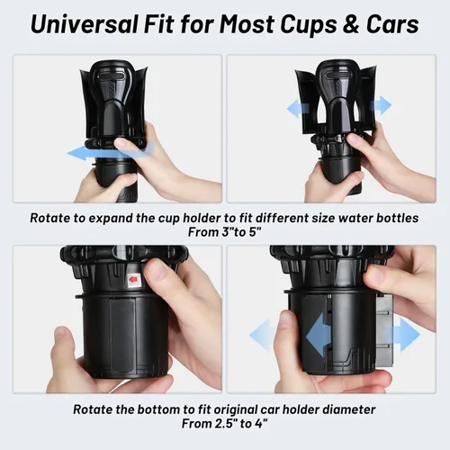 Miniatura 2 de Expansor de portavasos para automóvil, adaptador de inserto de portavasos con brazo expandible y base ajustable, se adapta a automóviles, camiones