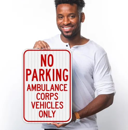 Miniatura 2 de No Parking Ambulance Corps Vehicles Only Sign, 12x18 Inches, 3M EGP Reflective .063 Aluminum, Fade Resistant, Made in USA