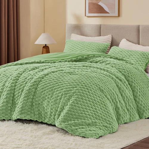 Miniatura 29 de BEDELITE Juego de Edredón Esponjoso Twin - Edredón Suave de Vellón Beige para Cama Twin, Juego de Ropa de Cama Lujoso y Cálido para Invierno, Juego