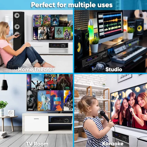Miniatura 7 de Amplificador de audio inalámbrico Pyle Bluetooth para el hogar - Receptor estéreo de potencia para cine en casa de 100 W, 5.1 canales, sonido