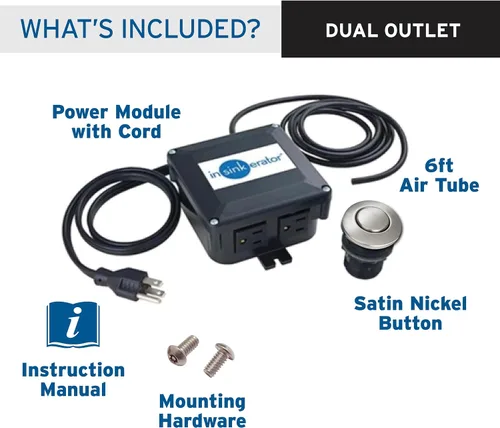 Miniatura 6 de InSinkErator STS00 interruptor de aire para fregadero o mesada con doble salida, incluye botón cromado y blanco, STS-00
