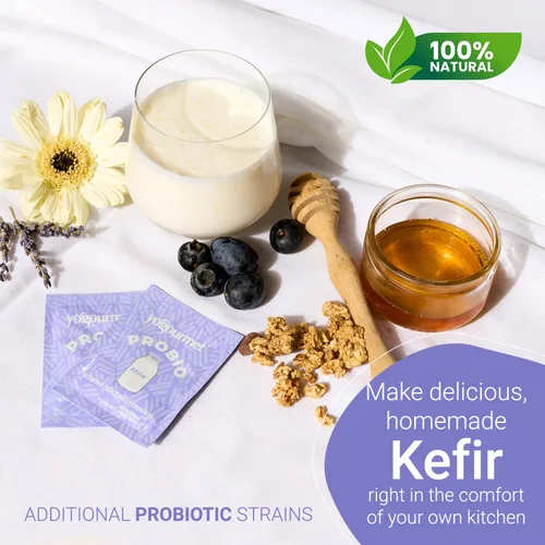 Miniatura 7 de Yogourmet Kéfir Starter con probióticos (6 sobres = 6 cuartos de galón de kéfir) - Haz kéfir en casa - Cultivo básico - Todo natural, sin gluten