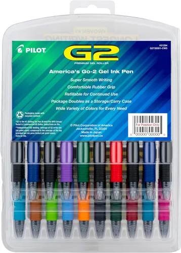 Miniatura 2 de Pilot - Bolígrafos con tinta en gel G2 de alta calidad, punta fina 0.7 mm, colores surtidos, 20 unidades Clásico surtido