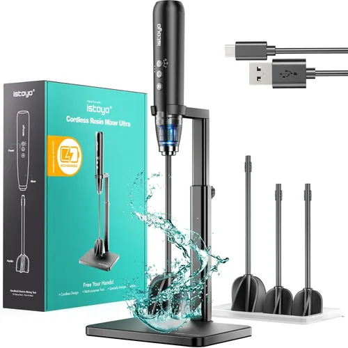 ISTOYO Mezclador de resina recargable Ultra, mezclador epoxi mejorado de 3 velocidades con modo AI, mezclador de resina epoxi, agitador de resina