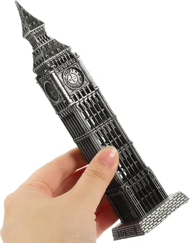 Miniatura 7 de Big Ben Modelo 7.08 pulgadas Aleación Escritorio Arquitectura Escultura Hecho a Mano Vintage Hito Ornamento para el Hogar Oficina Cafetería