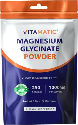 Vitamatic Magnesio (de glicinato y óxido) - Apoya la salud muscular, articular y cardíaca, 8.82 oz