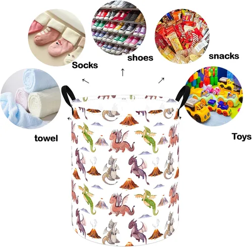 Miniatura 4 de Cesta redonda para ropa sucia, cesta organizadora de lavandería, cesta de almacenamiento, caja de ropa, cesta de guardería, cesta de regalo con asas