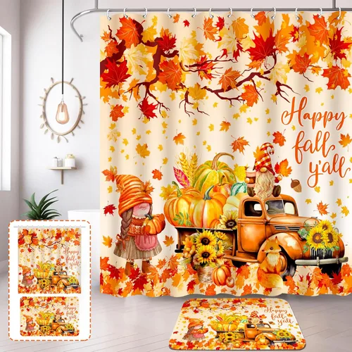 Miniatura 12 de Lutto Cortina de ducha de Pascua, cortinas de ducha de primavera para baño, juego de baño de Pascua con flor de conejo para decoración de baño, 72 x