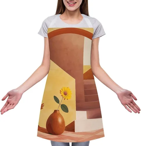 Miniatura 3 de MUSM Apron for Adults - 27.6 X 31.5 Inch, Heavy-Duty Polyester Aprons with Two Large Pockets, Waterproof Vase And Flowers Kitchen Apron for Cooking