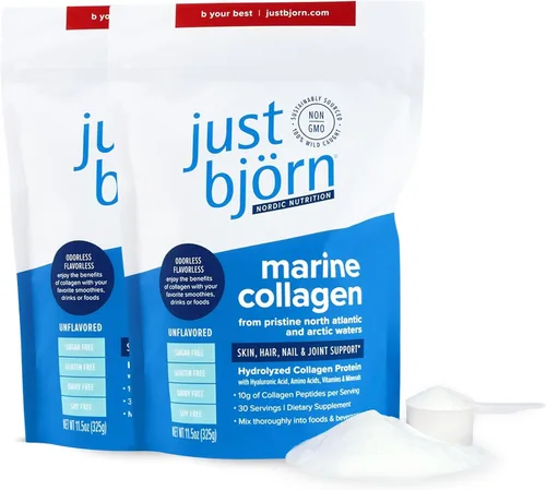 Miniatura 12 de Just Bjorn - Juego de muestras de péptidos de colágeno marinos en polvo, colágeno en polvo para mujeres y hombres, soporte para piel, cabello, uñas
