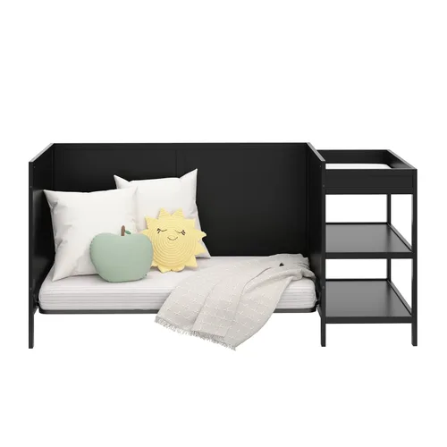 Miniatura 6 de Graco Theo - Cuna y cambiador convertible 5 en 1 (Negro) Certificado GREENGUARD Gold, se convierte en cama de día, cama infantil, cama