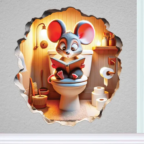 Miniatura 11 de Ratón Leyendo Libro, Adhesivo Decorativo para Pared, Habitación de Niños, Aula, Hogar, Dormitorio, Librero, Amante de los Libros, de Ratones