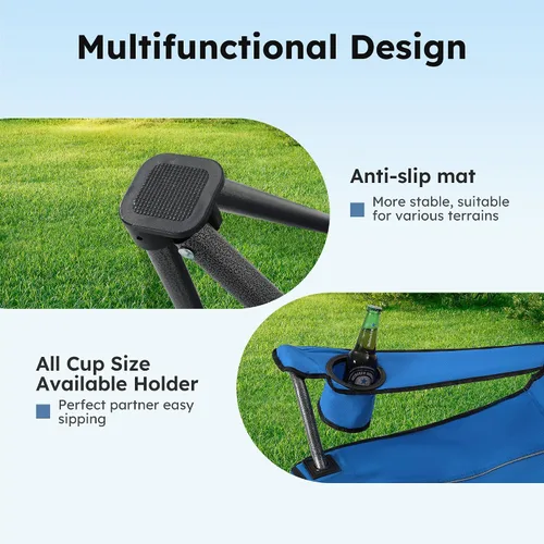 Miniatura 8 de ALPHA CAMP Silla de campamento con toldo resistente, capacidad de 350 libras, silla plegable de gran tamaño con parasol ajustable, silla portátil