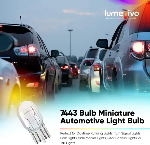 Miniatura 4 de lumenivo Repuesto para bombillas Philips 7443 en miniatura automotrices de 25 W 13.5 V T6.5 base de cuña para luz trasera de freno, respaldo
