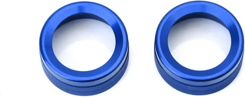 Miniatura 9 de iJDMTOY 2 cubiertas de anillo de aluminio deportivo azul con control de clima y radio para girador de volumen de radio compatibles con Porsche 2014