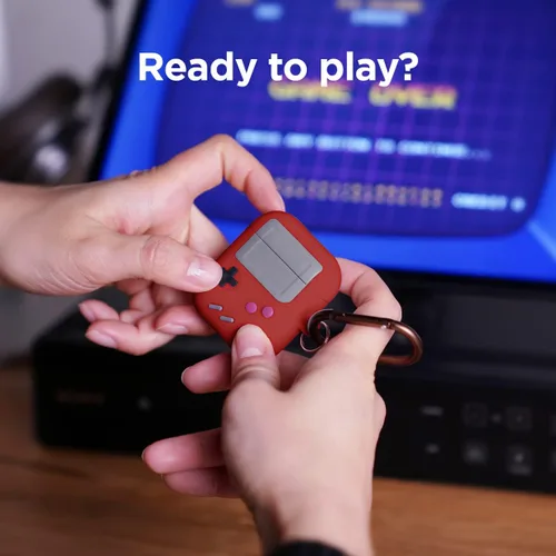 Miniatura 2 de elago AW5 - Funda compatible con AirPods 1 y 2, diseño clásico de jugador de juego con llavero, construcción de silicona duradera (rojo)