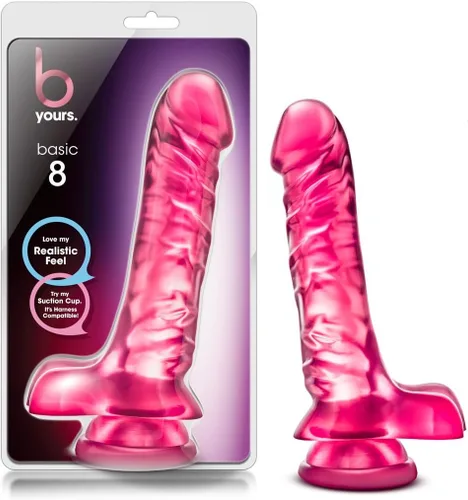 Blush B Yours - Consolador realista de 9 pulgadas con bolas, pene suave y flexible, compatible con arnés de ventosa, juego de pegging de vagina con