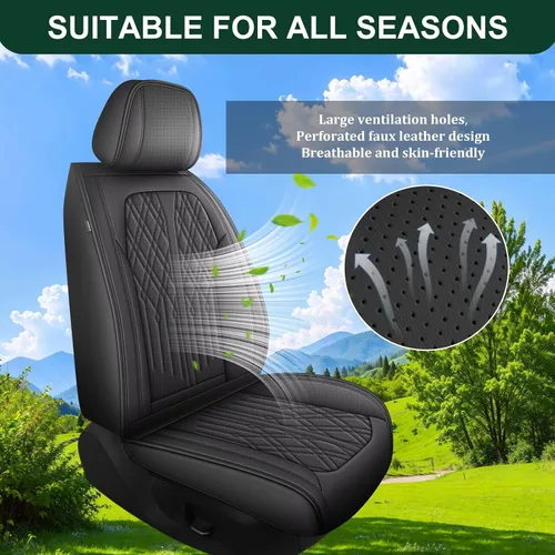 Miniatura 4 de DISUTOGO Funda de asiento de automóvil para Cadillac ATS 2013-2018, juego completo de fundas de asiento de cuero sintético, impermeables