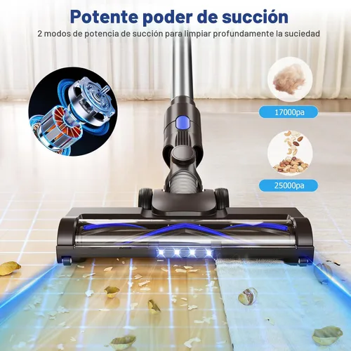 Miniatura 2 de AIRDIYA - Aspiradora inalámbrica, mejorada, de 40 Kpa, 8 en 1, ligera, con autosoporte, taza de polvo de 1.5 L y antienredos, recargable